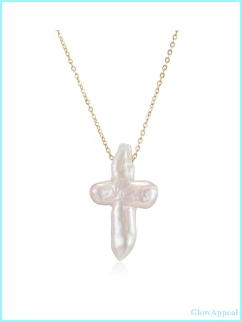 Pearl Cross Necklace Freshwater Cultured Pearl Pendant Gold Plated Religious